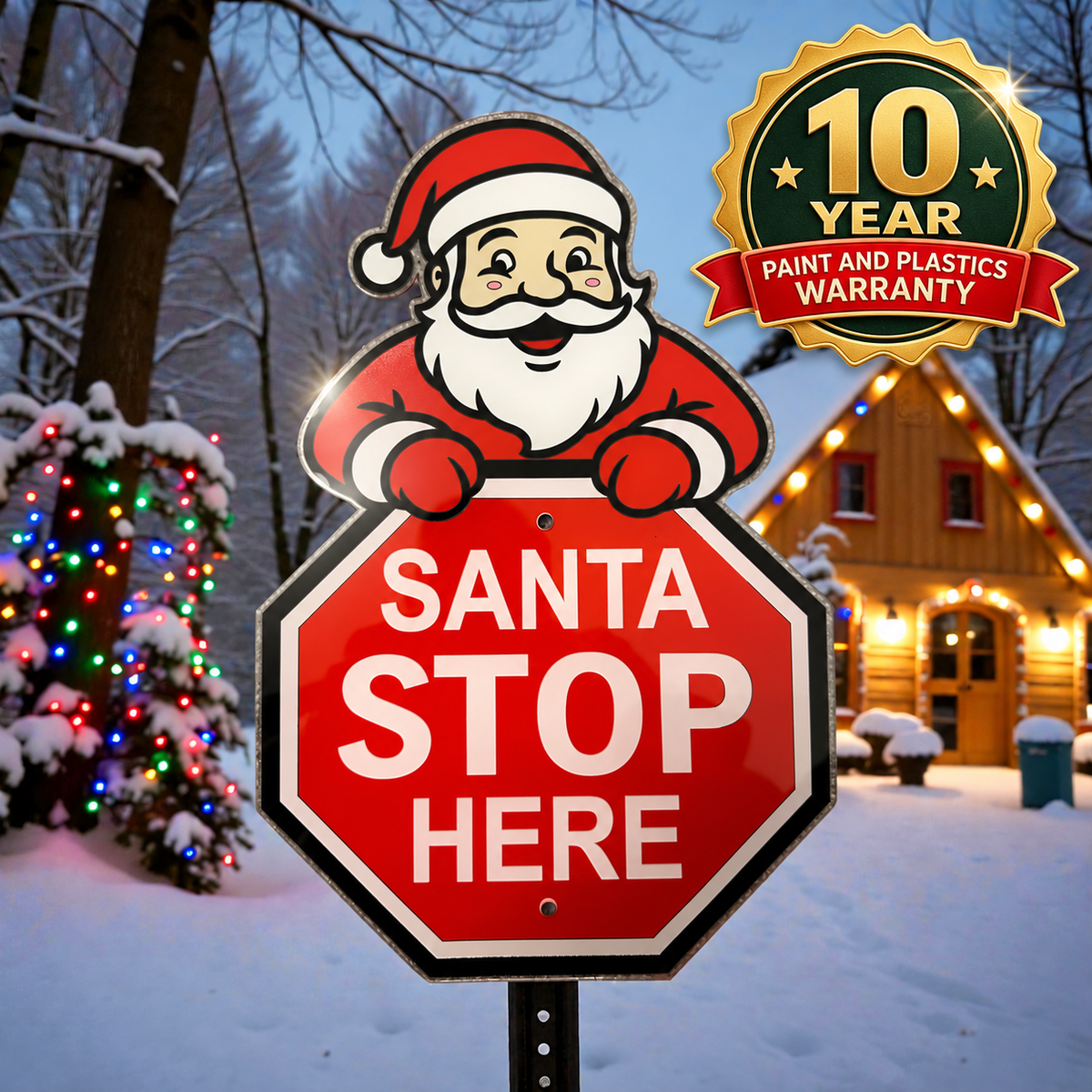 Premium Handcrafted Santa Stop Here Sign