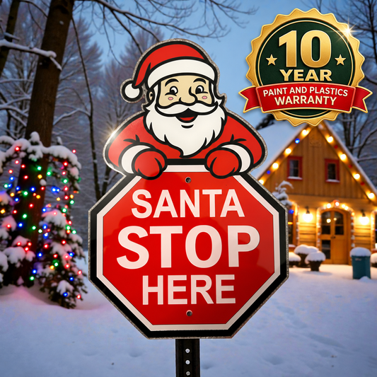 Premium Handcrafted Santa Stop Here Sign